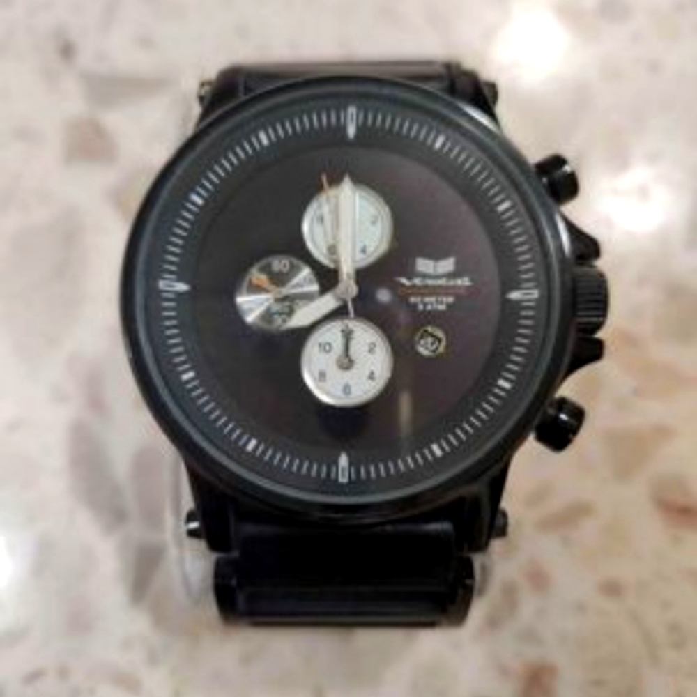 Mens Vestal Black Plexi Acetate Watch